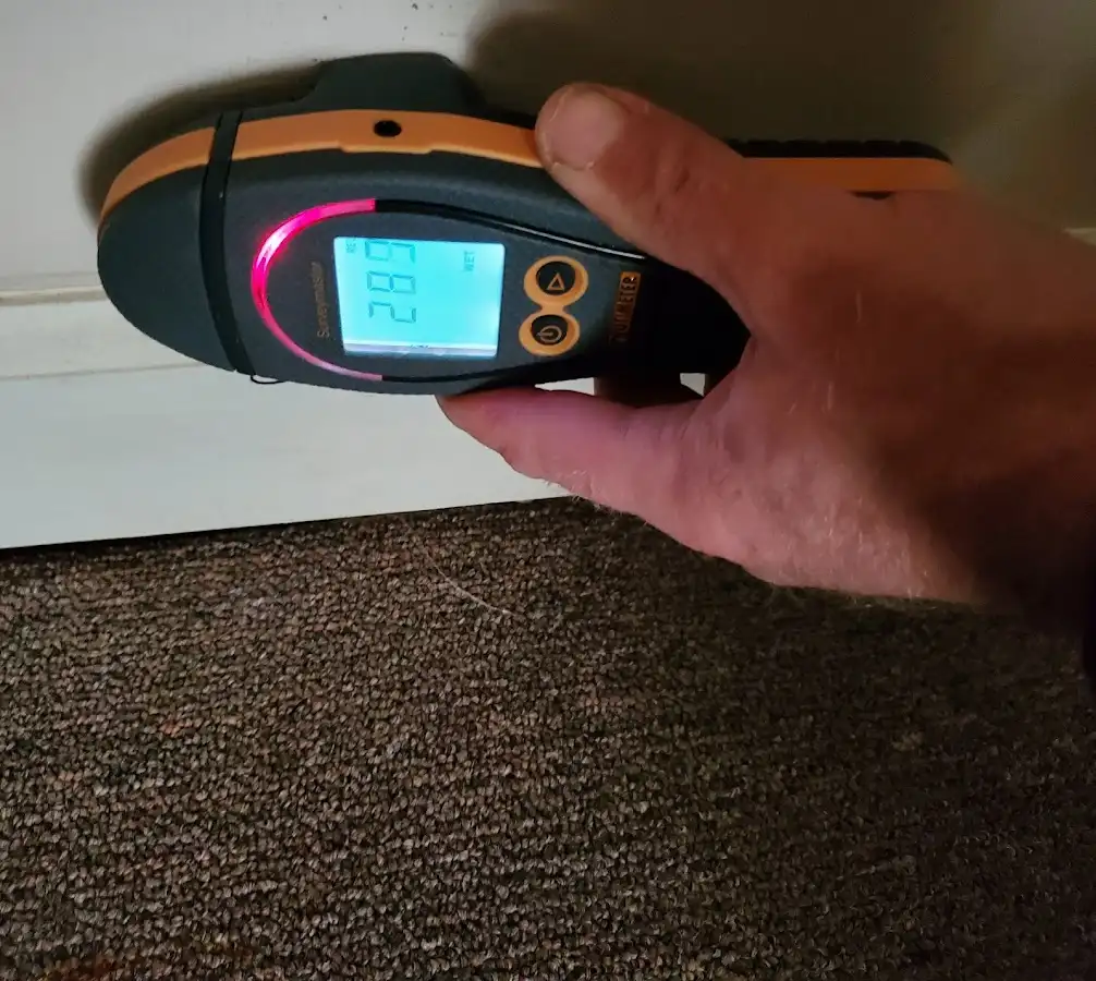 Moisture detection at baseboard during Mold Inspection & Testing in Grove